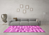 Machine Washable Solid Pink Modern Rug, wshabs1343pnk