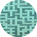 Round Machine Washable Solid Light Blue Modern Rug, wshabs1343lblu