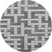 Round Machine Washable Solid Gray Modern Rug, wshabs1343gry