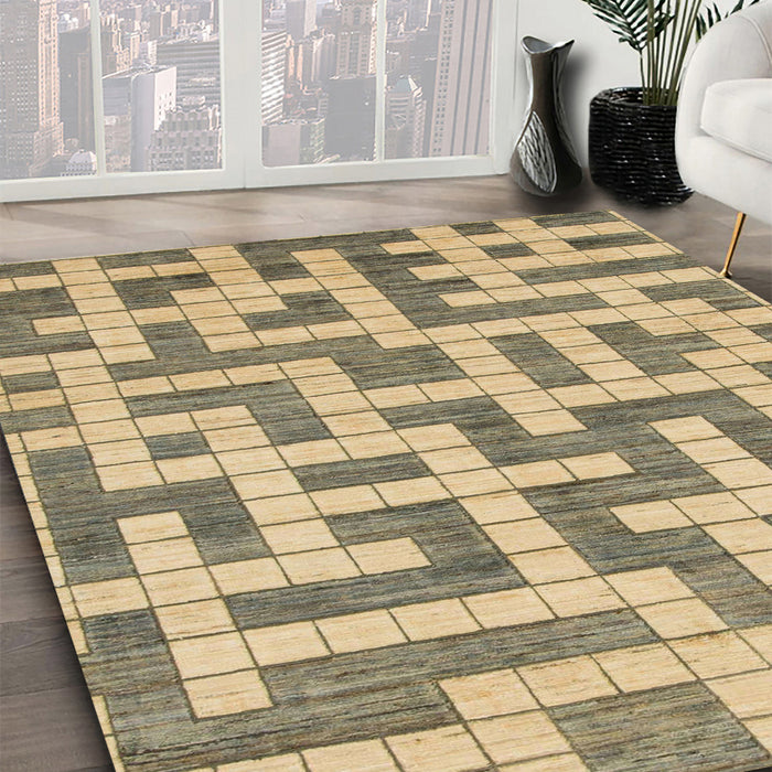 Machine Washable Abstract Dark Moccasin Green Rug in a Family Room, wshabs1343