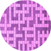 Round Machine Washable Solid Purple Modern Area Rugs, wshabs1343pur