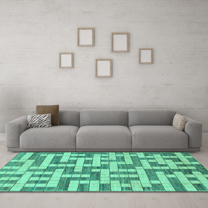 Machine Washable Solid Turquoise Modern Area Rugs in a Living Room,, wshabs1343turq