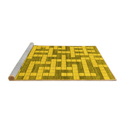 Sideview of Machine Washable Solid Yellow Modern Rug, wshabs1343yw