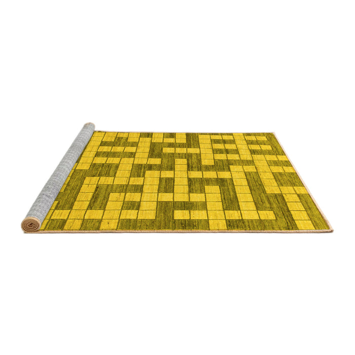Sideview of Machine Washable Solid Yellow Modern Rug, wshabs1343yw