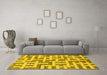 Machine Washable Solid Yellow Modern Rug in a Living Room, wshabs1343yw