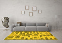 Machine Washable Solid Yellow Modern Rug, wshabs1343yw