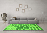 Machine Washable Solid Green Modern Rug, wshabs1343grn