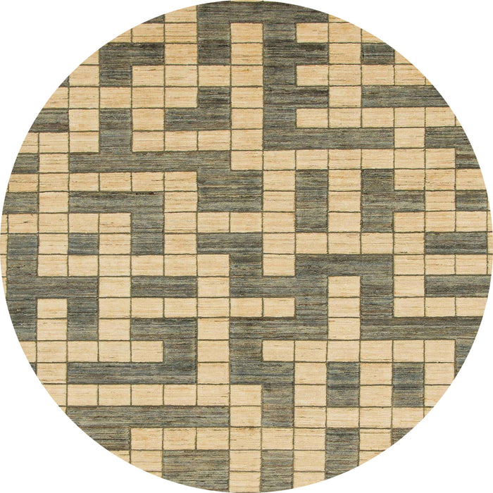 Round Machine Washable Abstract Dark Moccasin Green Rug, wshabs1343