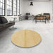 Round Machine Washable Abstract Orange Rug in a Office, wshabs1344