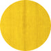 Round Solid Yellow Modern Rug, abs1344yw