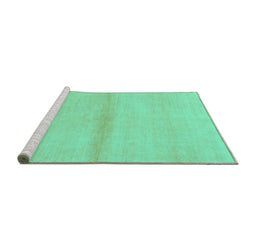 Sideview of Machine Washable Solid Turquoise Modern Area Rugs, wshabs1344turq