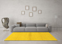 Machine Washable Solid Yellow Modern Rug, wshabs1344yw