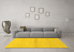 Machine Washable Solid Yellow Modern Rug in a Living Room, wshabs1344yw