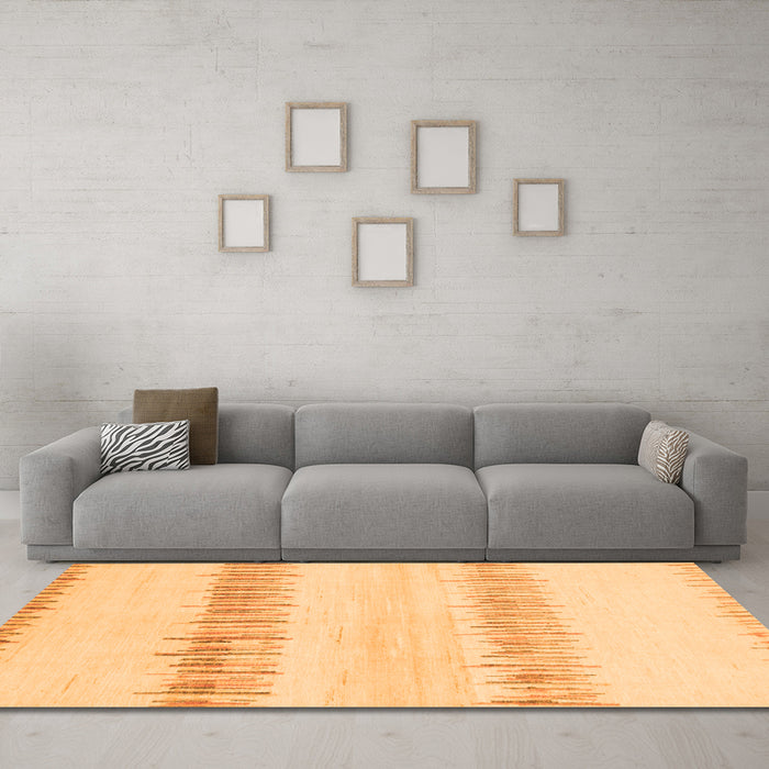 Machine Washable Solid Orange Modern Area Rugs in a Living Room, wshabs1345org