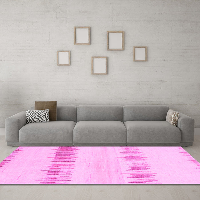 Machine Washable Solid Pink Modern Rug in a Living Room, wshabs1345pnk