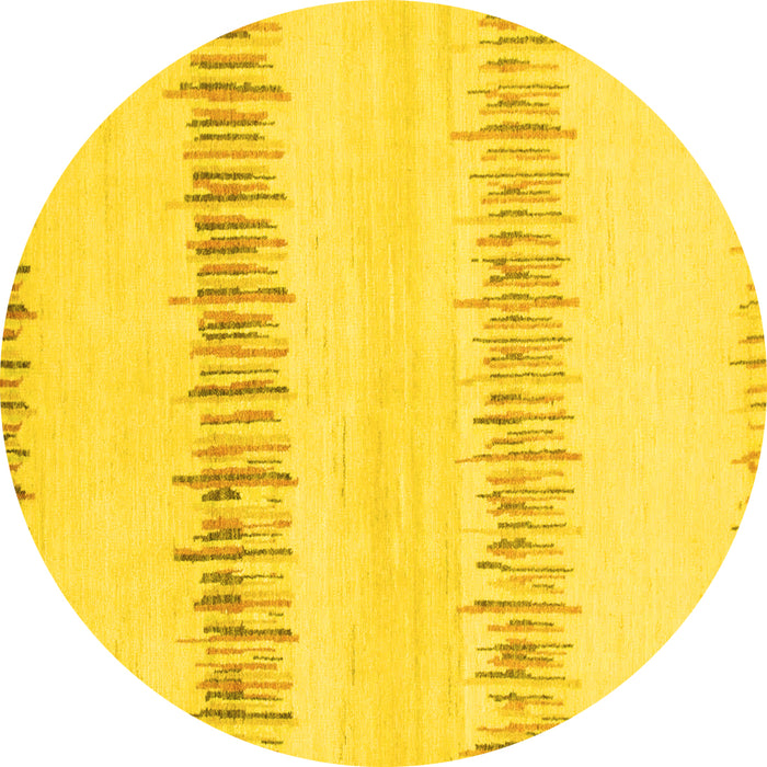 Round Machine Washable Solid Yellow Modern Rug, wshabs1345yw