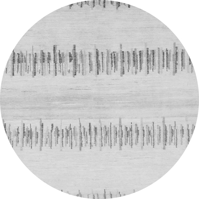 Round Machine Washable Solid Gray Modern Rug, wshabs1345gry