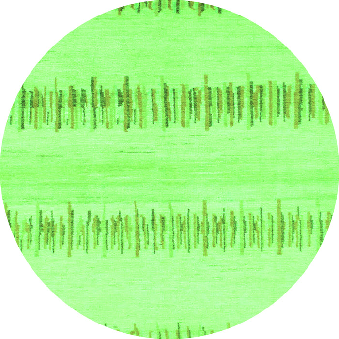 Round Machine Washable Solid Green Modern Area Rugs, wshabs1345grn