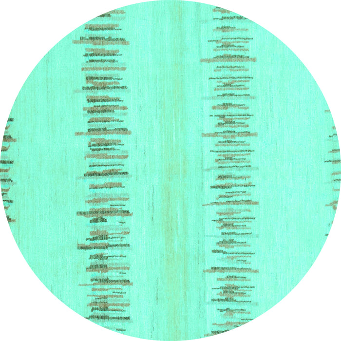 Round Machine Washable Solid Turquoise Modern Area Rugs, wshabs1345turq