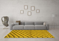 Machine Washable Checkered Yellow Modern Rug, wshabs1346yw