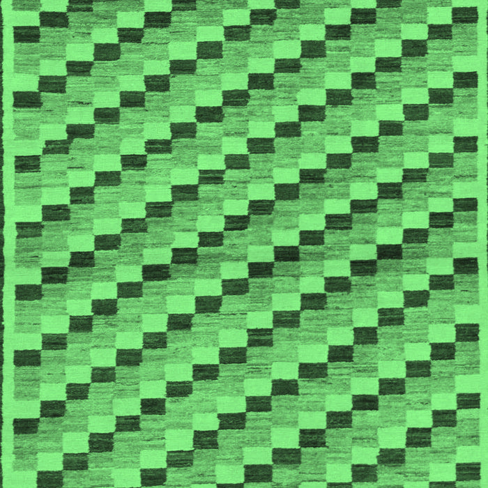 Machine Washable Checkered Emerald Green Modern Area Rugs, wshabs1346emgrn