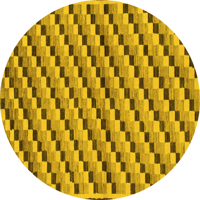 Round Checkered Yellow Modern Rug, abs1346yw