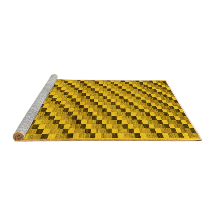 Sideview of Machine Washable Checkered Yellow Modern Rug, wshabs1346yw
