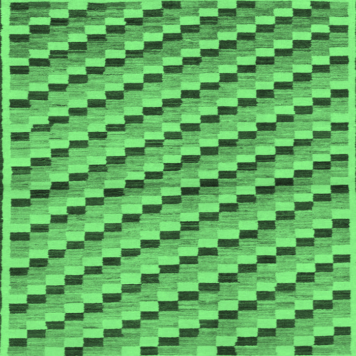 Square Machine Washable Checkered Emerald Green Modern Area Rugs, wshabs1346emgrn