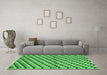 Machine Washable Checkered Emerald Green Modern Area Rugs in a Living Room,, wshabs1346emgrn