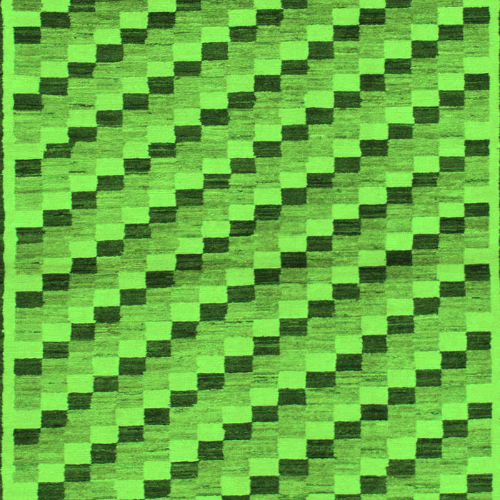 Machine Washable Checkered Green Modern Area Rugs, wshabs1346grn