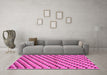 Machine Washable Checkered Pink Modern Rug in a Living Room, wshabs1346pnk