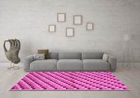 Machine Washable Checkered Pink Modern Rug, wshabs1346pnk