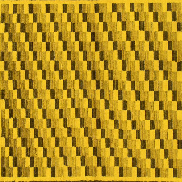 Square Checkered Yellow Modern Rug, abs1346yw