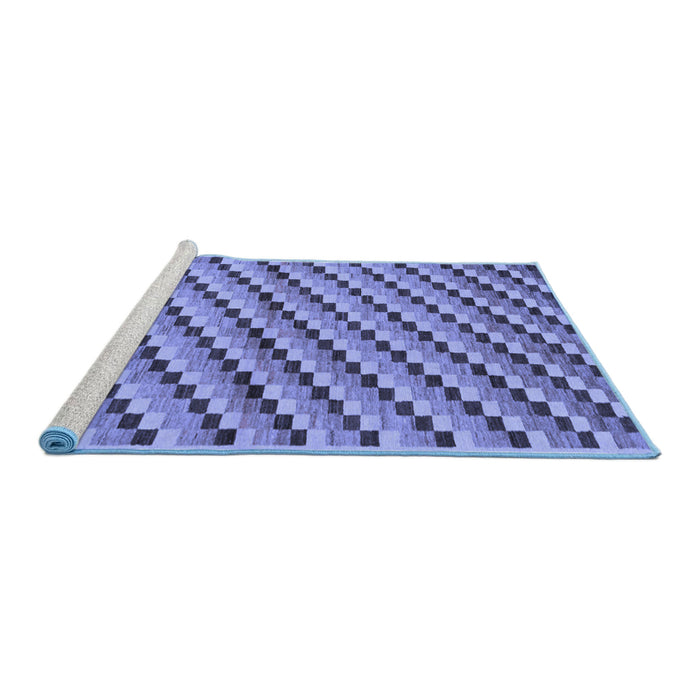 Sideview of Machine Washable Checkered Blue Modern Rug, wshabs1346blu