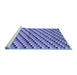 Sideview of Machine Washable Checkered Blue Modern Rug, wshabs1346blu