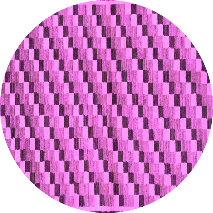 Round Checkered Purple Modern Rug, abs1346pur