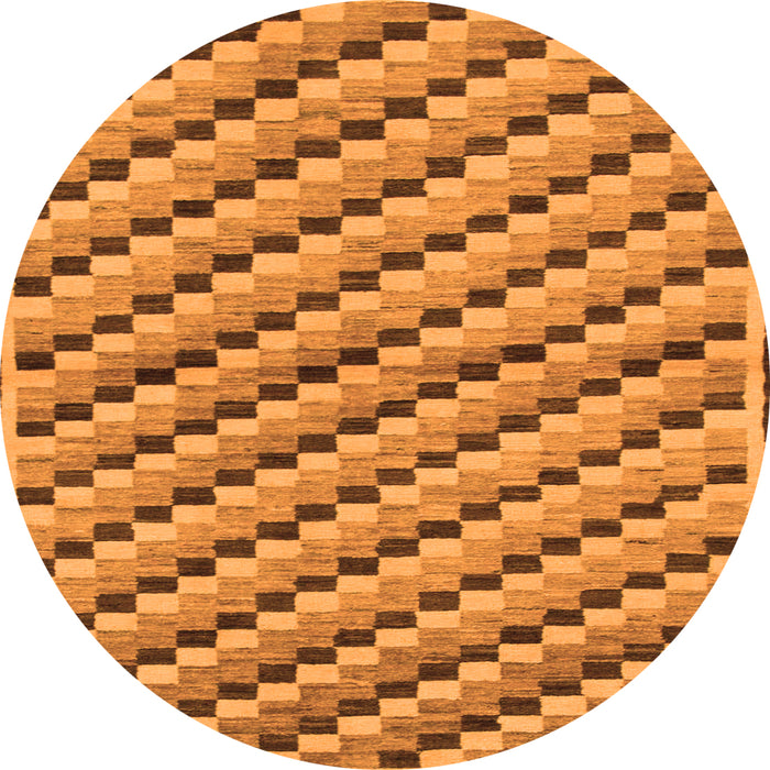 Round Checkered Orange Modern Rug, abs1346org
