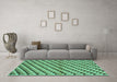 Machine Washable Checkered Turquoise Modern Area Rugs in a Living Room,, wshabs1346turq