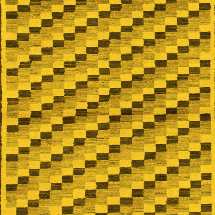 Machine Washable Checkered Yellow Modern Rug, wshabs1346yw