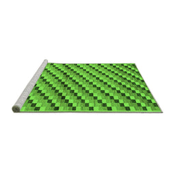Sideview of Machine Washable Checkered Green Modern Area Rugs, wshabs1346grn