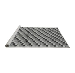 Sideview of Machine Washable Checkered Gray Modern Rug, wshabs1346gry