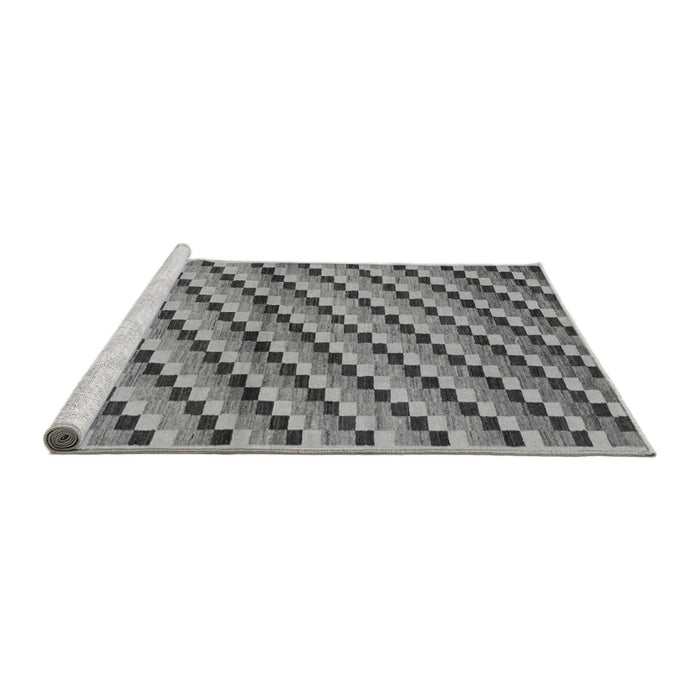 Sideview of Machine Washable Checkered Gray Modern Rug, wshabs1346gry