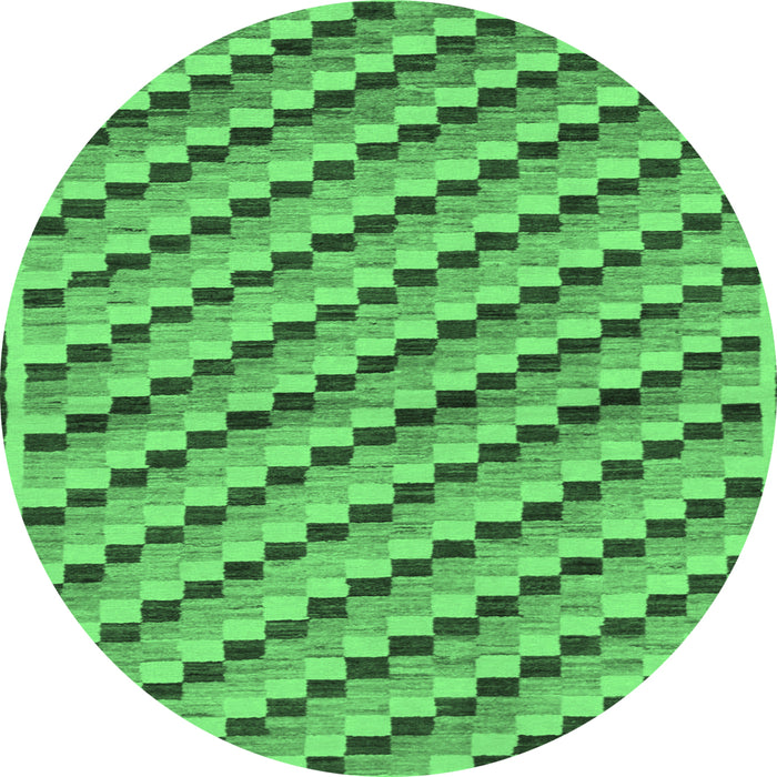 Round Checkered Emerald Green Modern Rug, abs1346emgrn
