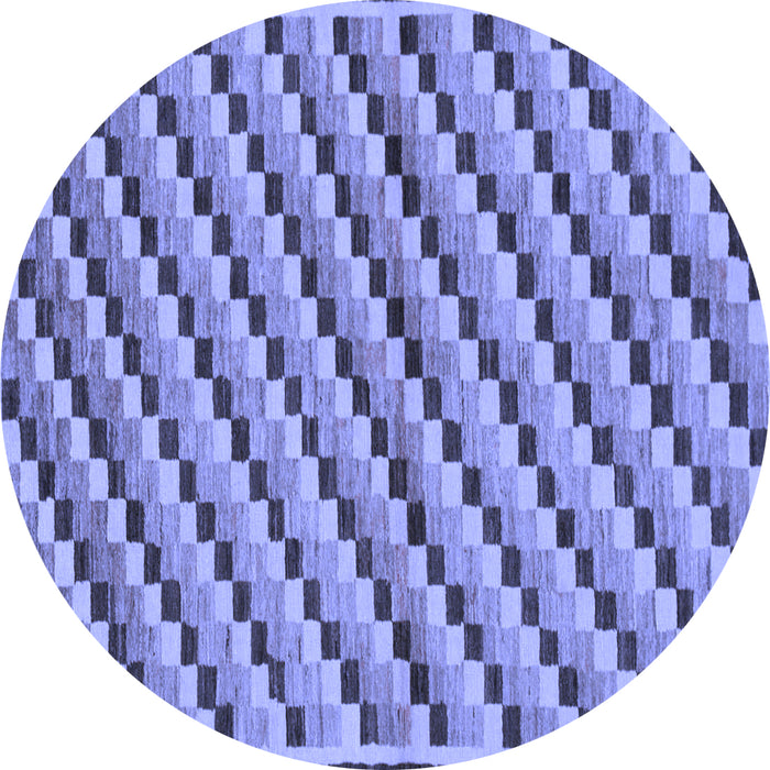 Round Checkered Blue Modern Rug, abs1346blu