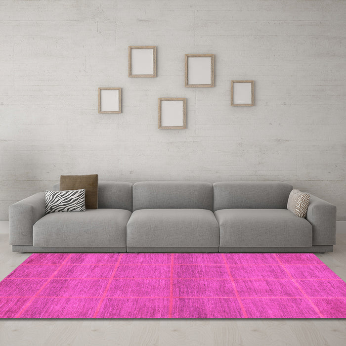 Machine Washable Abstract Pink Modern Rug in a Living Room, wshabs1347pnk