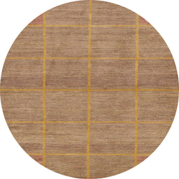 Round Abstract Chocolate Brown Modern Rug, abs1347
