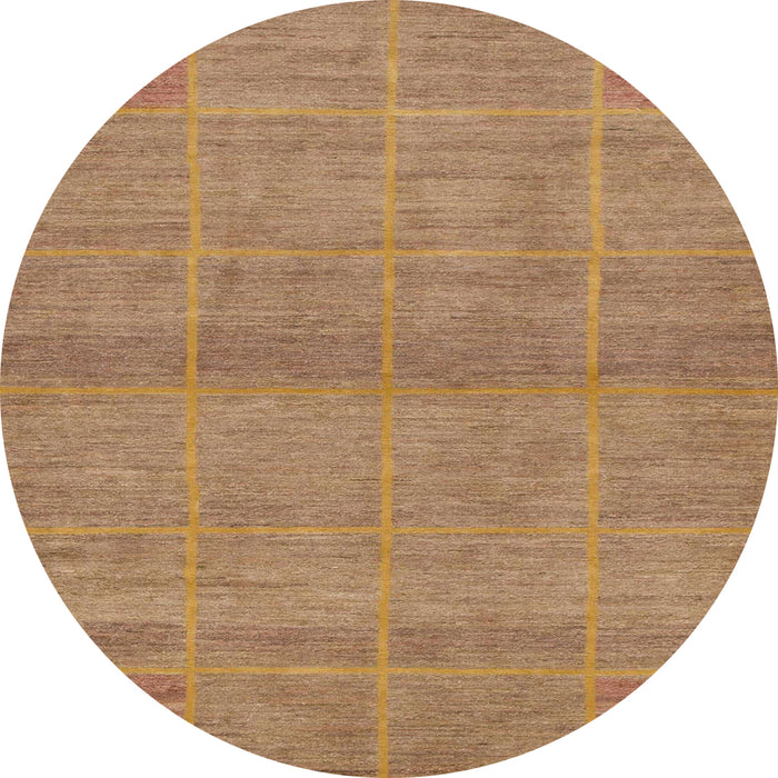 Round Abstract Chocolate Brown Modern Rug, abs1347