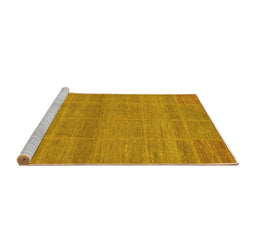 Sideview of Machine Washable Abstract Yellow Modern Rug, wshabs1347yw
