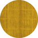 Round Machine Washable Abstract Yellow Modern Rug, wshabs1347yw