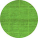 Round Machine Washable Abstract Green Modern Area Rugs, wshabs1347grn